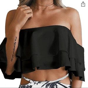 Off the shoulder ruffle bikini TOP L
